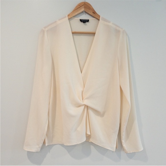 TOPSHOP Elegant Cream Twist Front Women's Top - Picture 6 of 11
